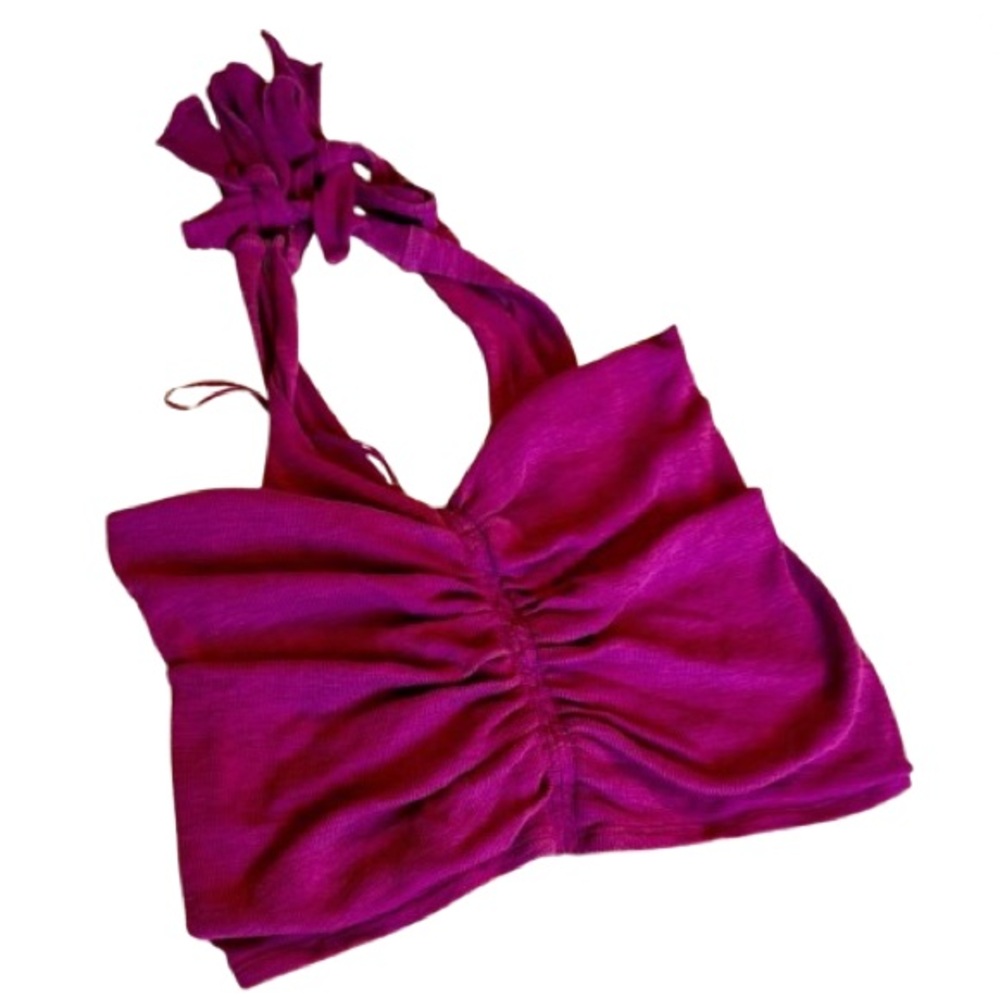 CLEARANCE - Free People Magenta Ruched Tank Top S | Boho Chic Summer Top